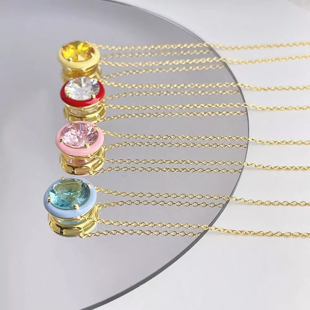 Enamel Candy Color Round Necklace