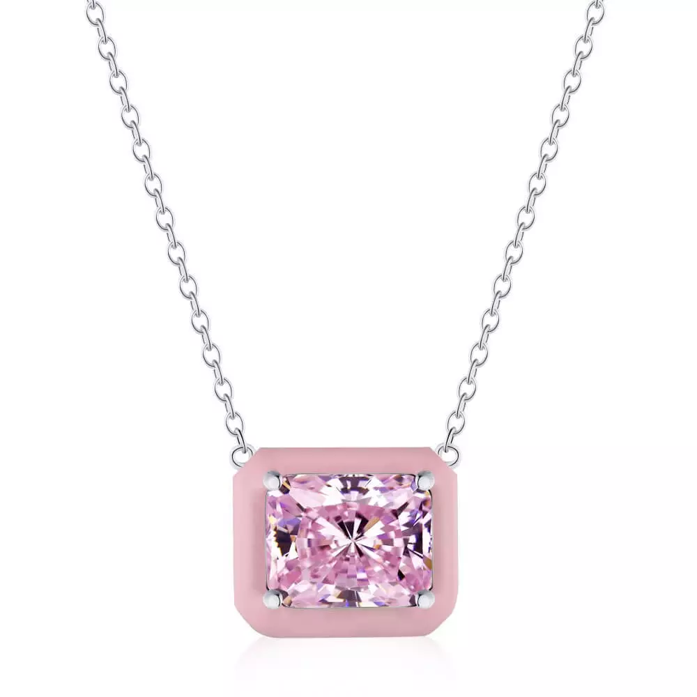 Enamel Candy Color Rectangle Necklace