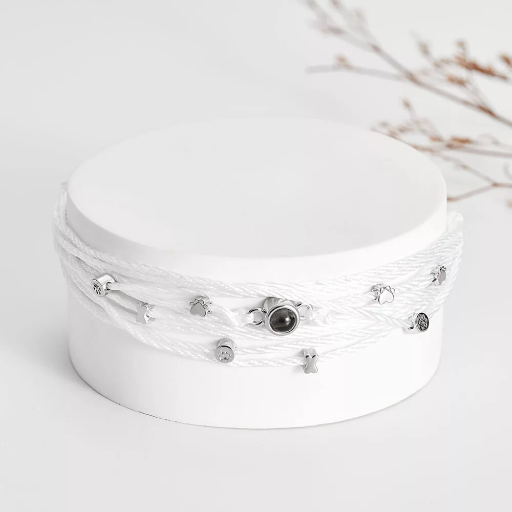 Layered Handmade Woven Rope Photo Projection Bracelet