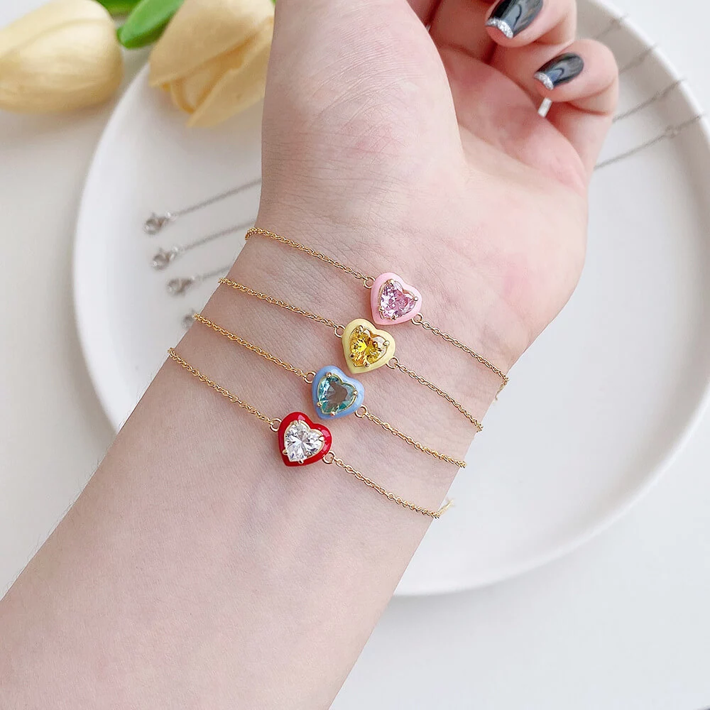 Enamel Macaron Round Heart Bracelet