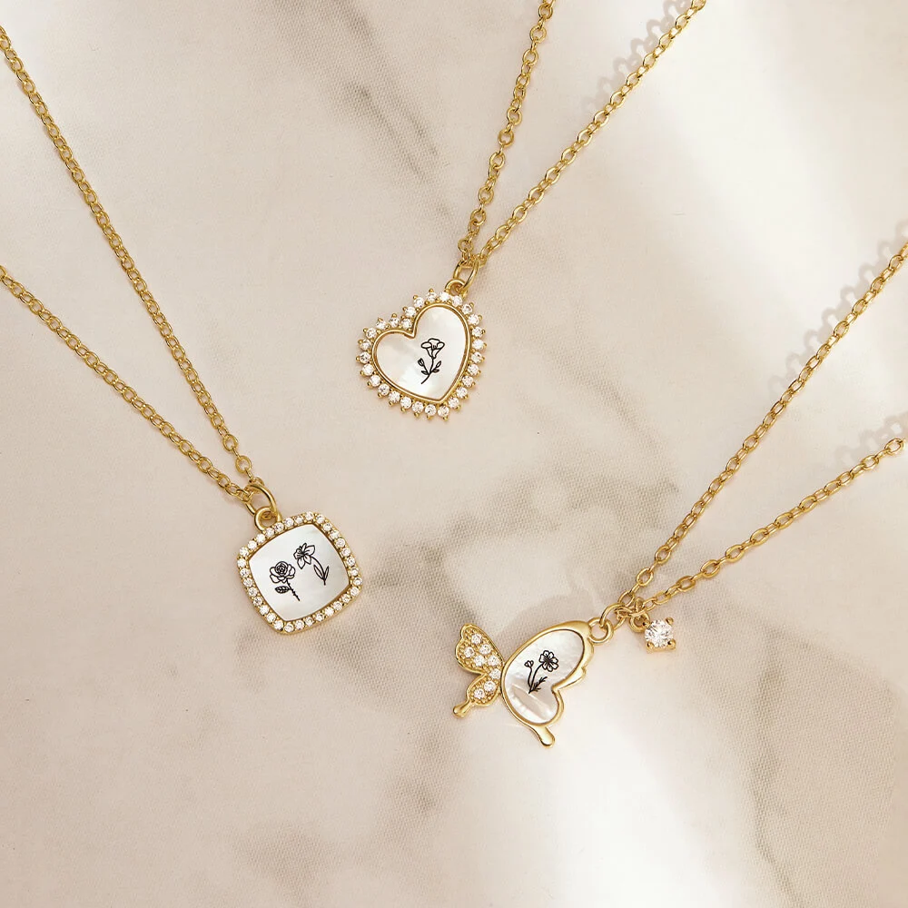 Joycenamenecklace birth month flower necklace