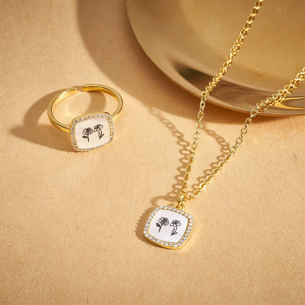 Joycenamenecklace Birth Flower Necklace 