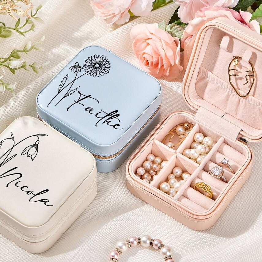 Custom Birth Flower Jewelry Box