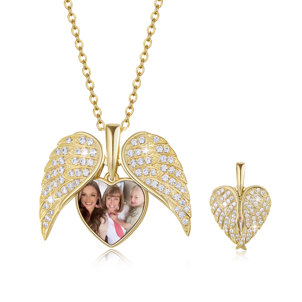 Joycename Angel Wing Custom Heart Picture Necklace