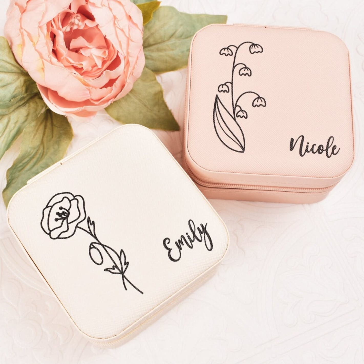 Custom Birth Flower Jewelry Box