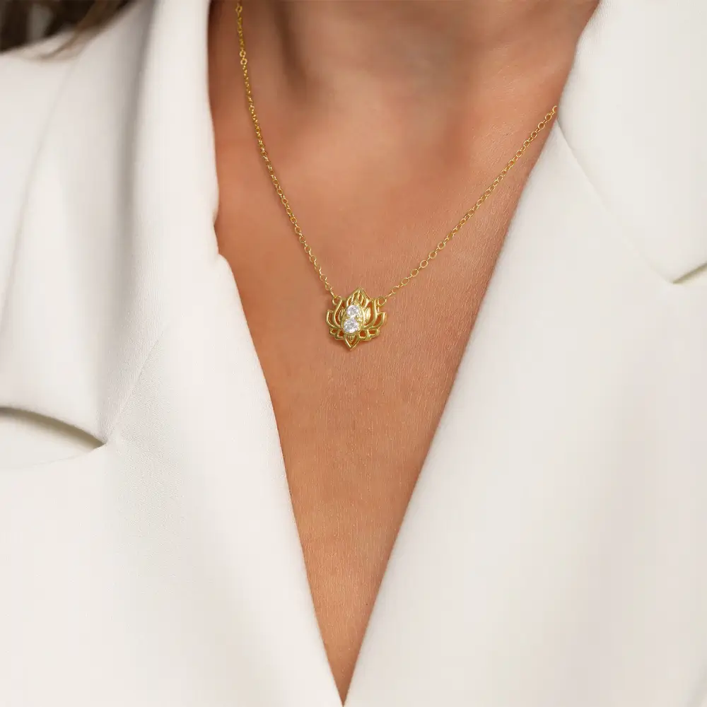Gold Plated Yoga Lotus Flower Necklace