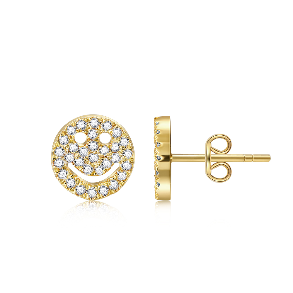 Joycenamenecklace Gold Plated Shinning Smile Earrings