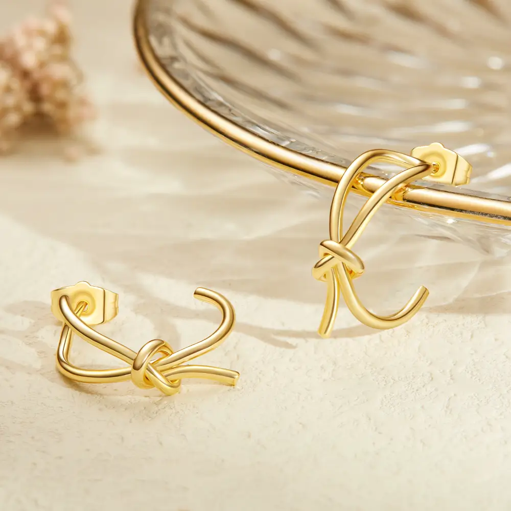 Gold Geometric Twisted Hoop Earrings