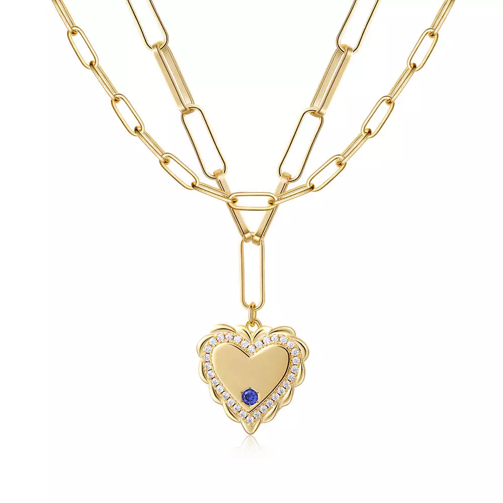 joycenamenecklace Gold Layered Heart Necklace With Paperclip Chain