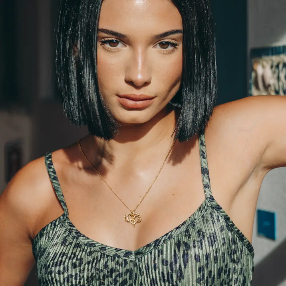 Gold Snake Necklace With Heart