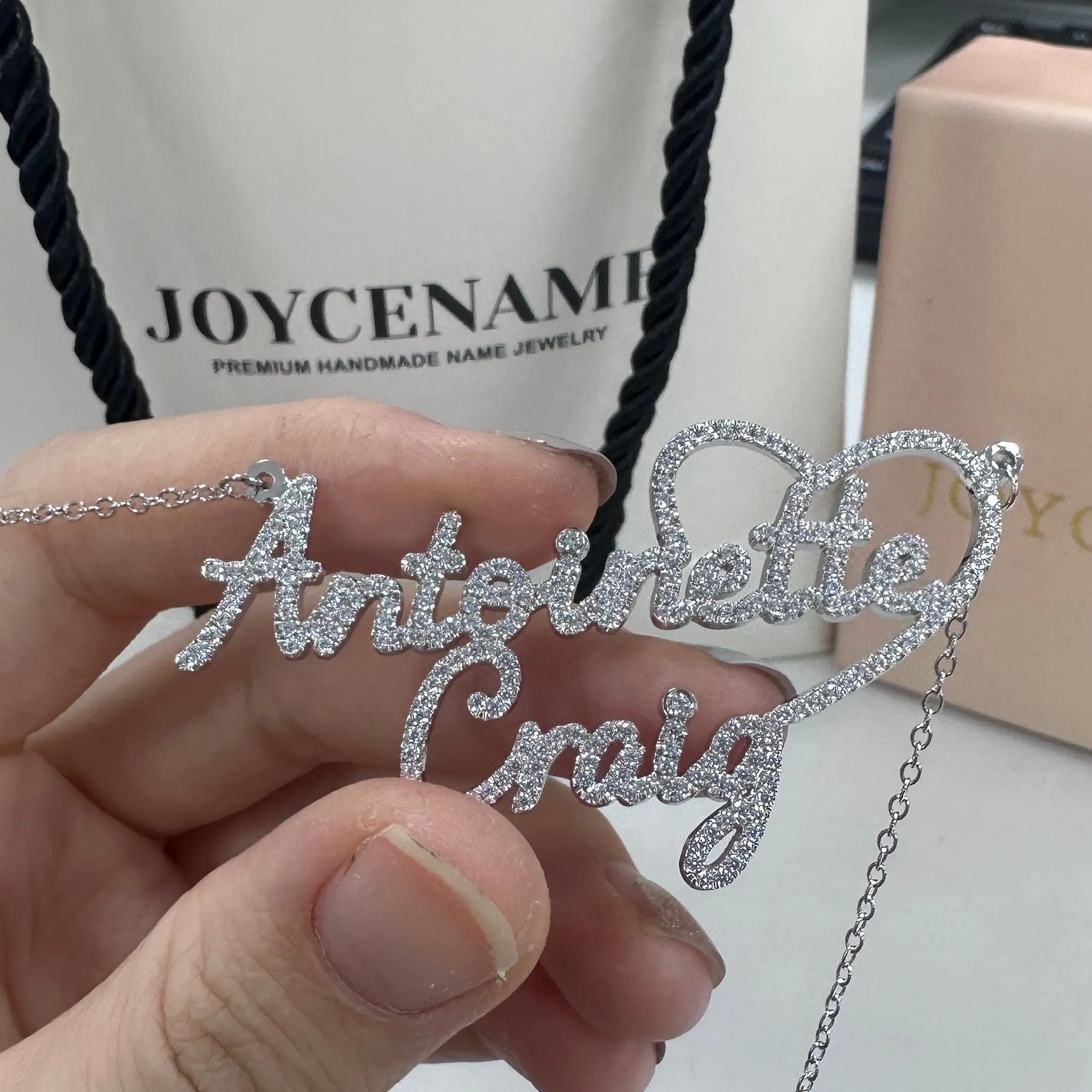 Dazzling Double Name Necklace With Heart   Joycenamenecklace 332543639 732572161814689 8990453164539019113 N 