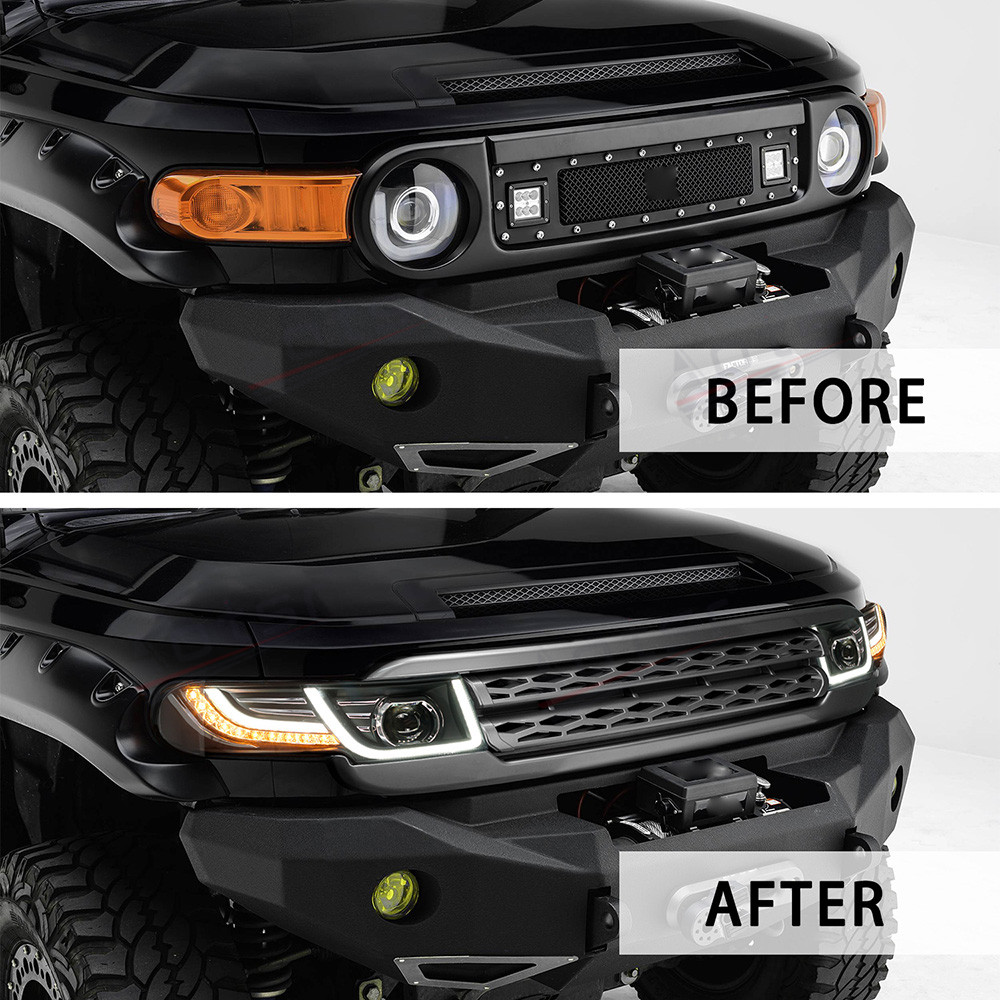 2PCs Car LED Light Headlight For Toyota FJ Cruiser 2007-2020 Grille