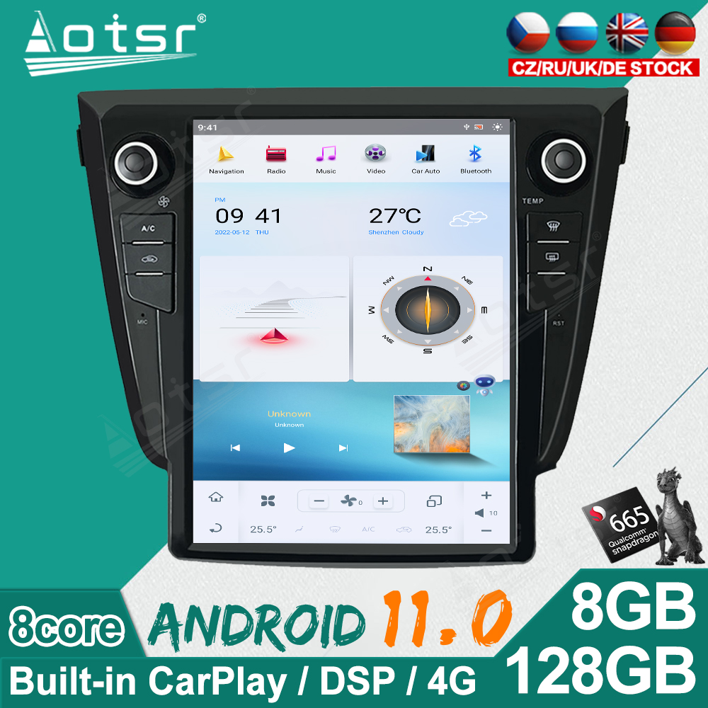 128G Car Radio For Nissan X-Trail 2014-2017 Car GPS Navigation Android 11.0 Tesla Vertical Screen DVD Multimedia Player HD-Aotsr official website