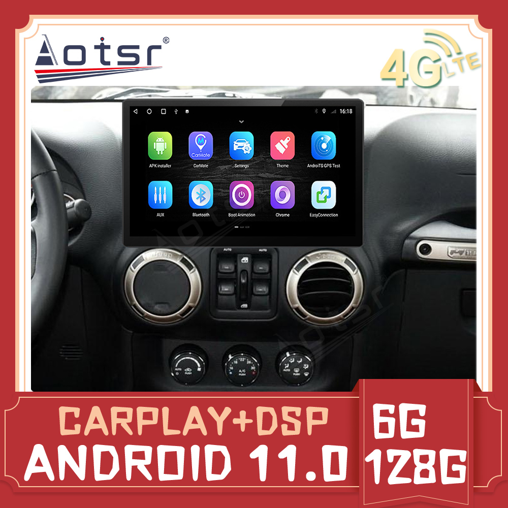 128G Android 11 Car Radio For Jeep Grand Wrangler JK Android Radio Auto Stereo Car GPS Navigation 2011-2017 PX6 Head Unit Car Multimedia Player-Aotsr official website