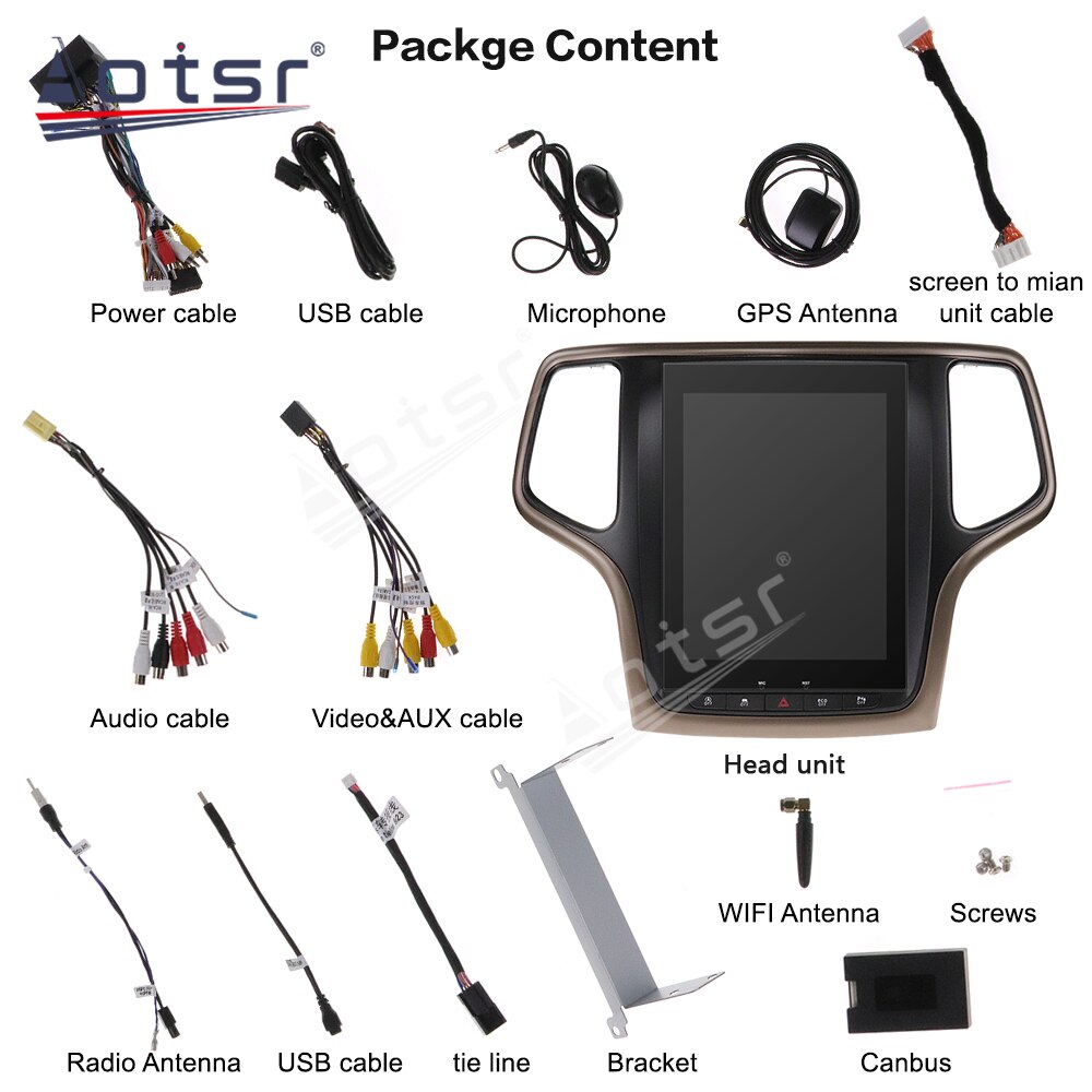 PX6 Bluetooth 5.0 Tesla Styel For Jeep Grand Cheroke WK2 2010 - 2019 Android Auto Radio Stereo Car Multimedia Player DVD GPS Navigation-Aotsr official website