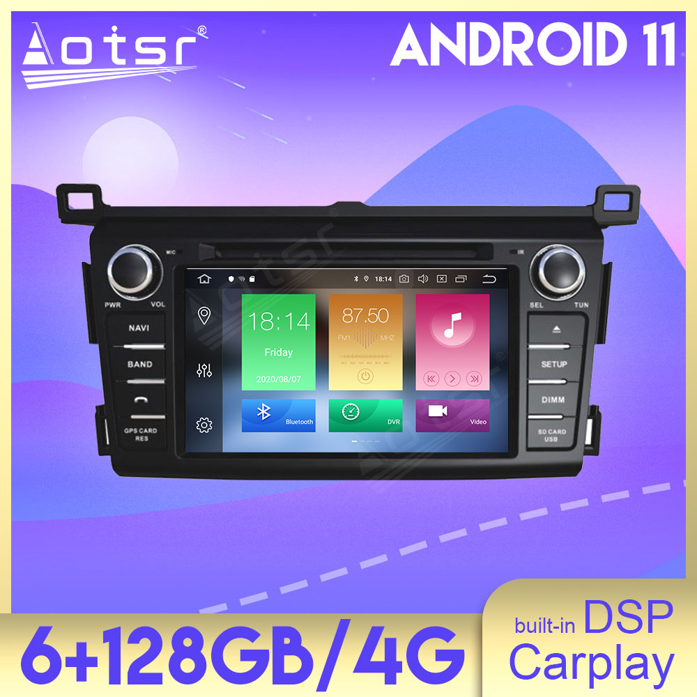 6+128GB Android 11 Auto Stereo DSP Carplay For Toyota RAV4 2013 2014 2015 Multimedia Car Radio Player GPS Navigation Head Unit