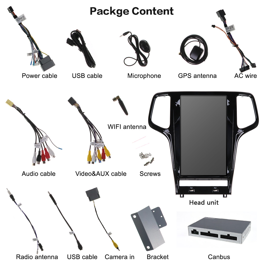 Tesla Screen Multimedia Stereo Android Player For Jeep Grand Cherokee 2010 2011 2012 2013 2014 2015 2016 2017-2019 GPS Head Unit