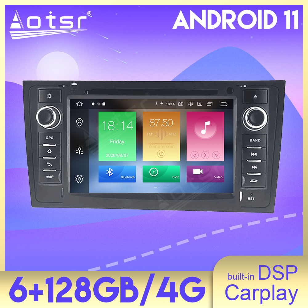 Android 11.0 Multimedia Player 128G with GPS navigation suitable for Audi stereo main unit DSP Carplay suitable for AUDI A6 1997-2004