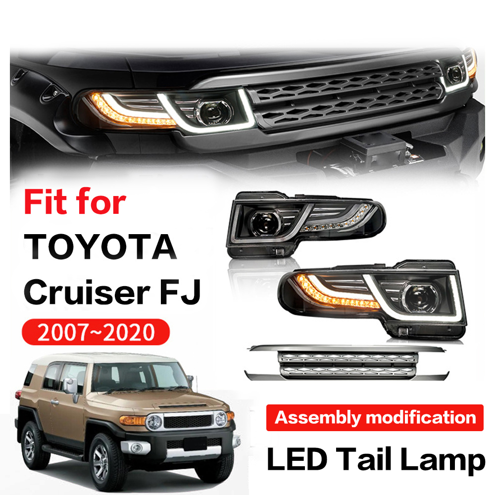 2PCs Car LED Light Headlight For Toyota FJ Cruiser 2007-2020 Grille