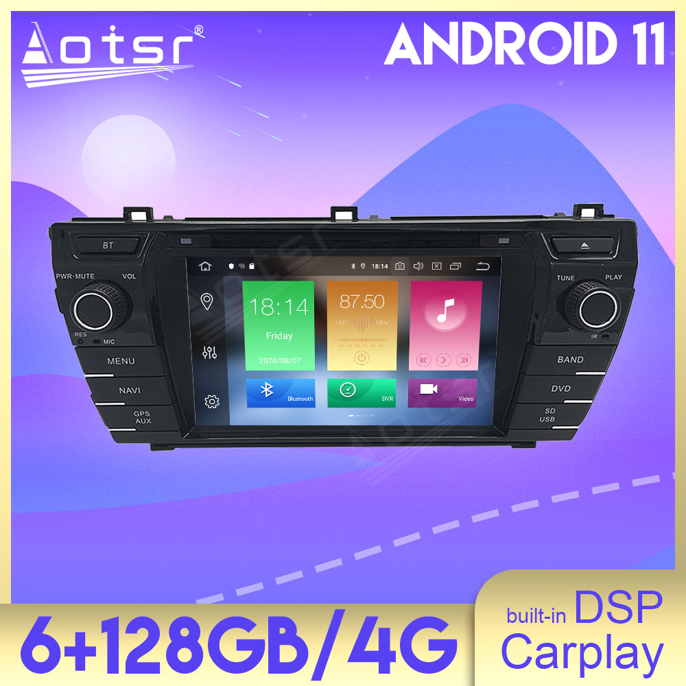6+128GB Android 11 Auto Stereo DSP Carplay For Toyota Corolla 2013 2014 2015 2016 Multimedia Car Radio Player GPS Navigation Head Unit