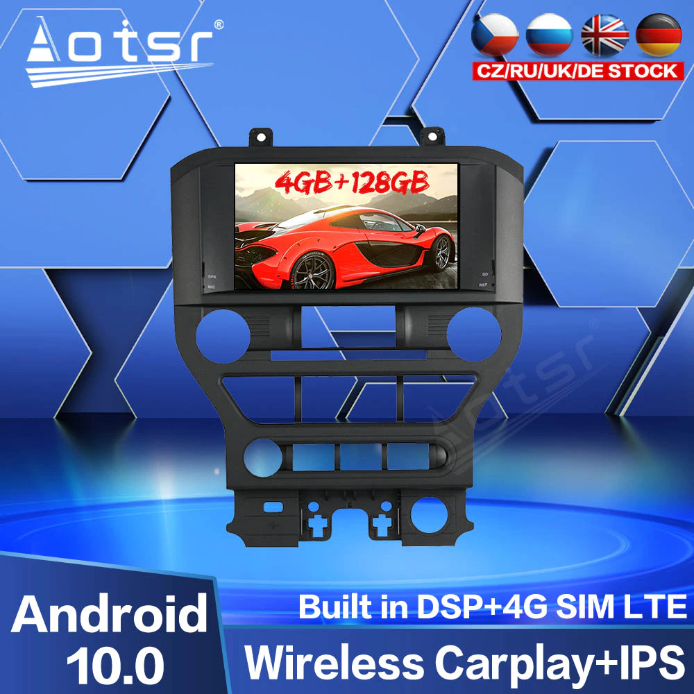 4G 128GB Carplay Android Radio GPS NavigatioN For Mustang 2015 2016 2017 2018 Car Multimedia DVD Video Audio Stereo Unit Screen-Aotsr official website