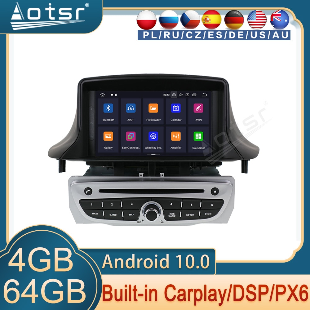 For Renault Megane 3 Android Multimedia Player For Renault Fluence 2009+ PX6 GPS Navigation Auto Stereo Headunit Touch Screen HD