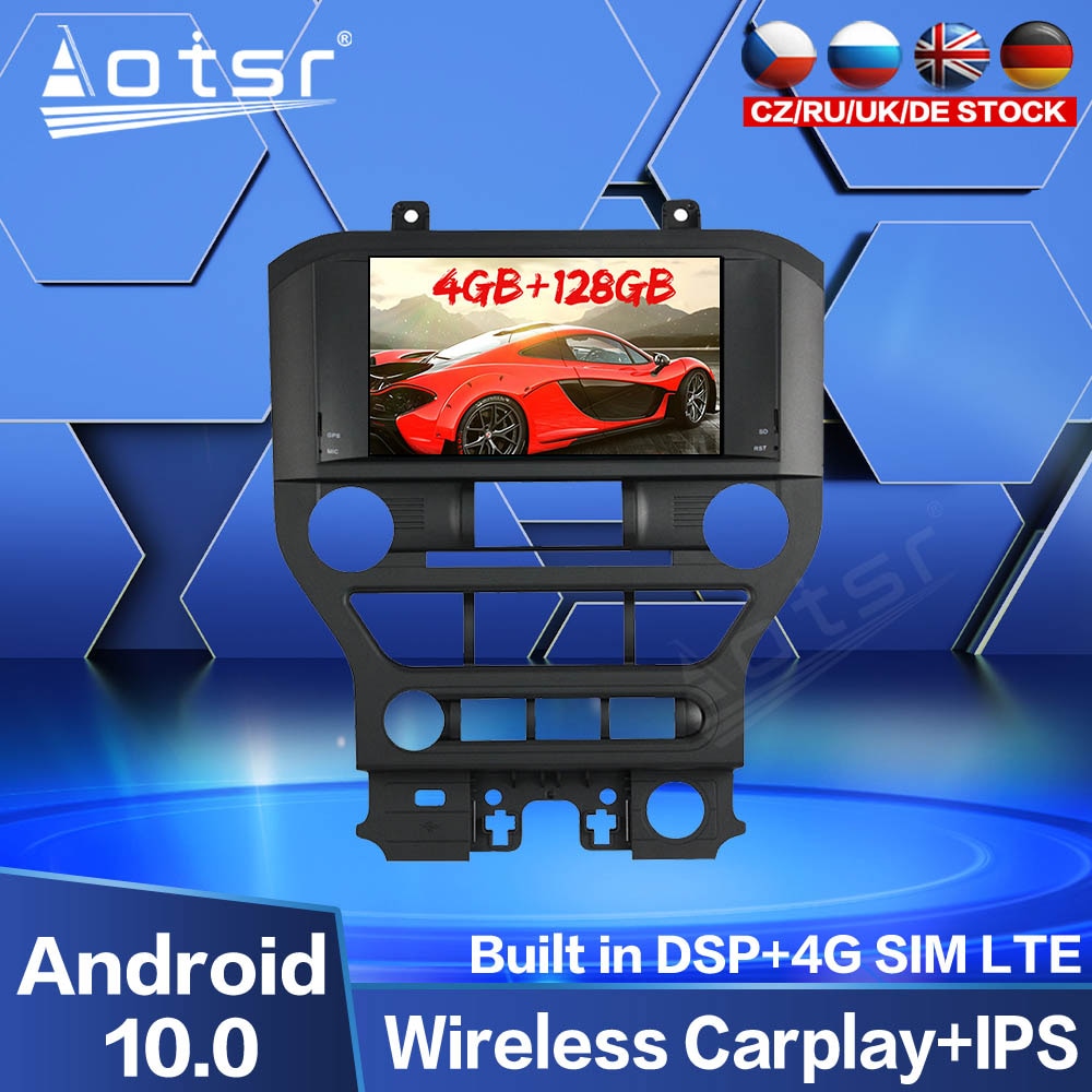 4G 128GB Carplay Android Radio GPS NavigatioN For Mustang 2015 2016 2017 2018 Car Multimedia DVD Video Audio Stereo Unit Screen-Aotsr official website