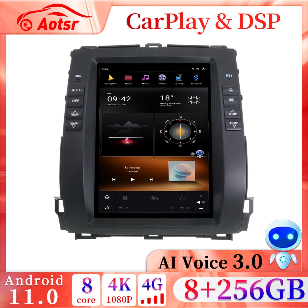 Tesla Screen Android 11 Car GPS Navigation For Toyota Prado 2002-2009 Radio Multimedia DVD Video Player Audio Head Unit-Aotsr official website