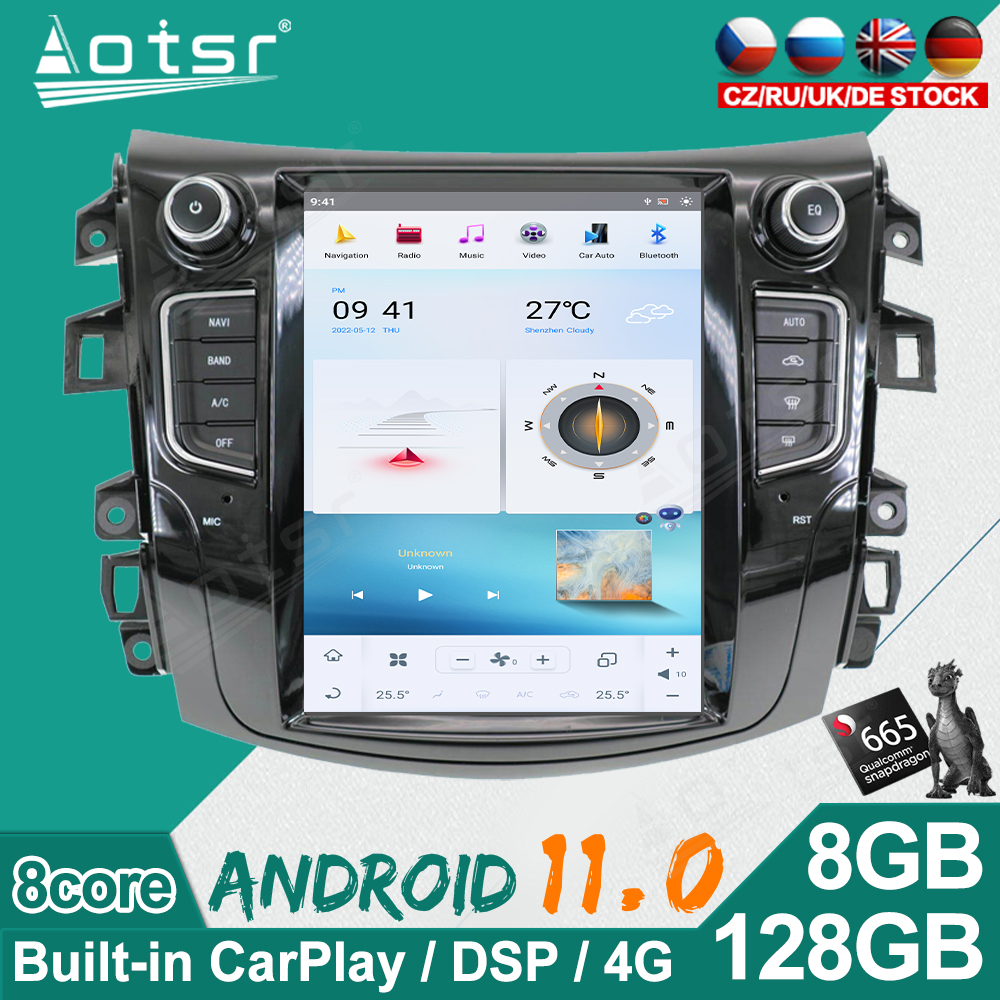 128G Car Radio For NISSAN NP300 Navara 2014-2019 Car GPS Navigation Android 11.0 Tesla Vertical Screen DVD Multimedia Player HD
