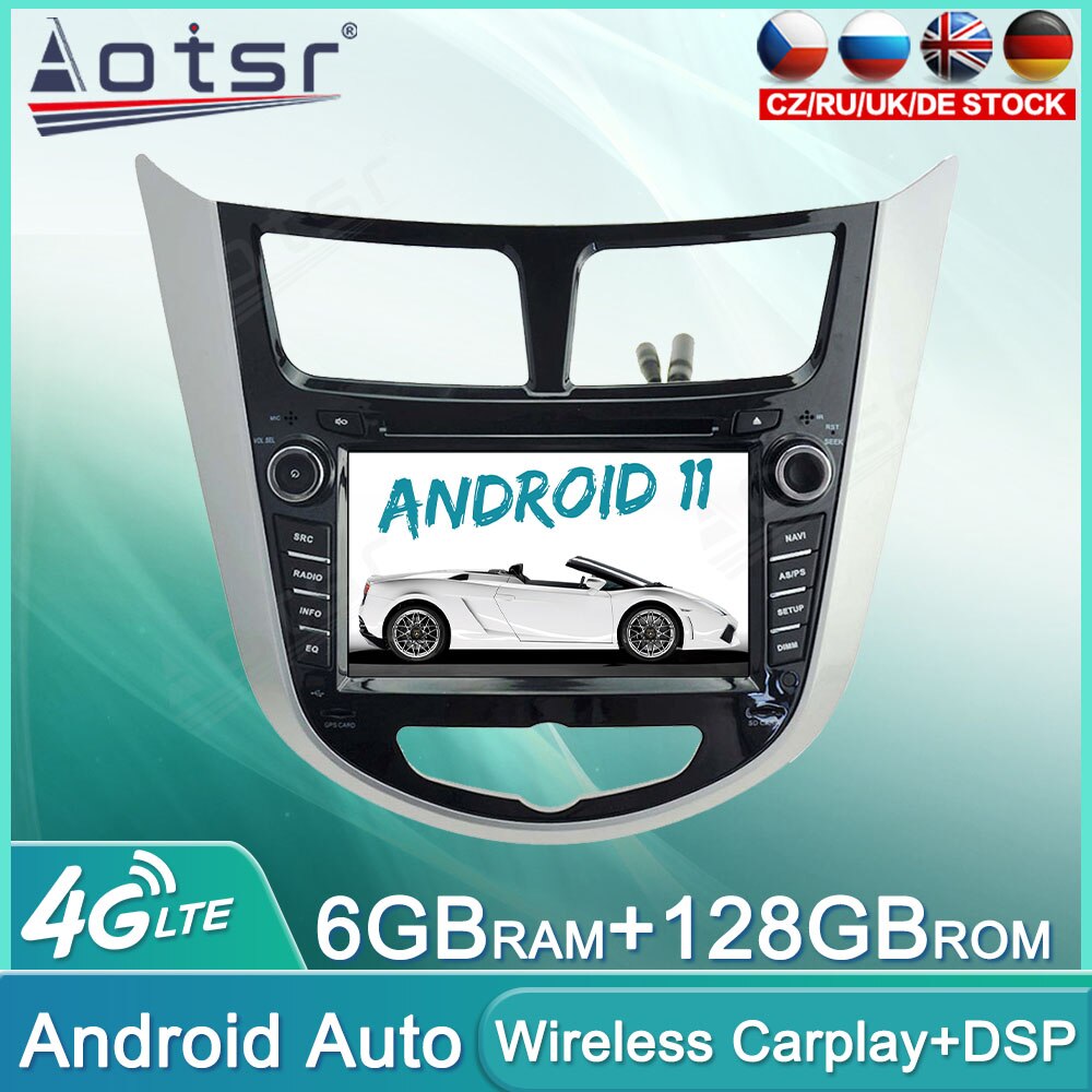 Android 11 128GB Car Radio For Hyundai Accent Verna 2011+ Audio Multimedia Player GPS Navigation Auto Stereo Head Unit Carplay