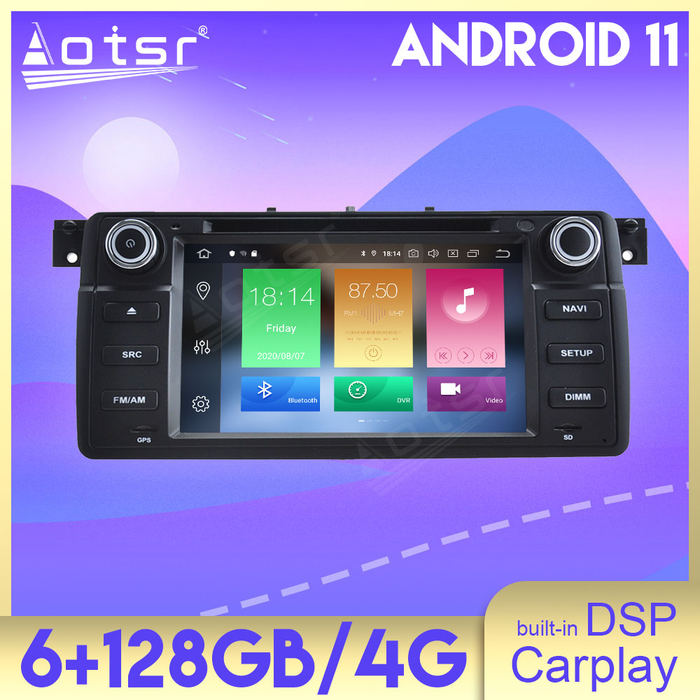 Android 11.0  Multimedia Player 128G For BMW E46 with GPS navigation suitable for BMW stereo main unit DSP Carplay 