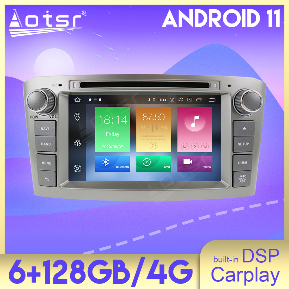6+128GB Android Auto DSP Carplay For Toyota Avensis 2002 2003 2004 2005 2006 2007 2008 Multimedia Car Radio Player GPS Navigation Stereo Head Unit