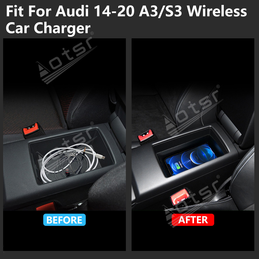 Wireless Car Charger For Audi A3 S3 2014-2020 Intelligent Infrared Fast Phone Holder Temperature Control Hidden Design