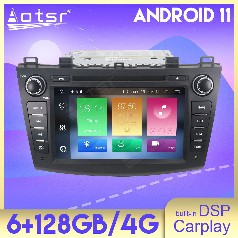 Android 11 Auto Stereo 6+128GB DSP Carplay GPS Navigation For Mazda 3 2009 2010 2011 2012 Multimedia Car Radio Player Head Unit