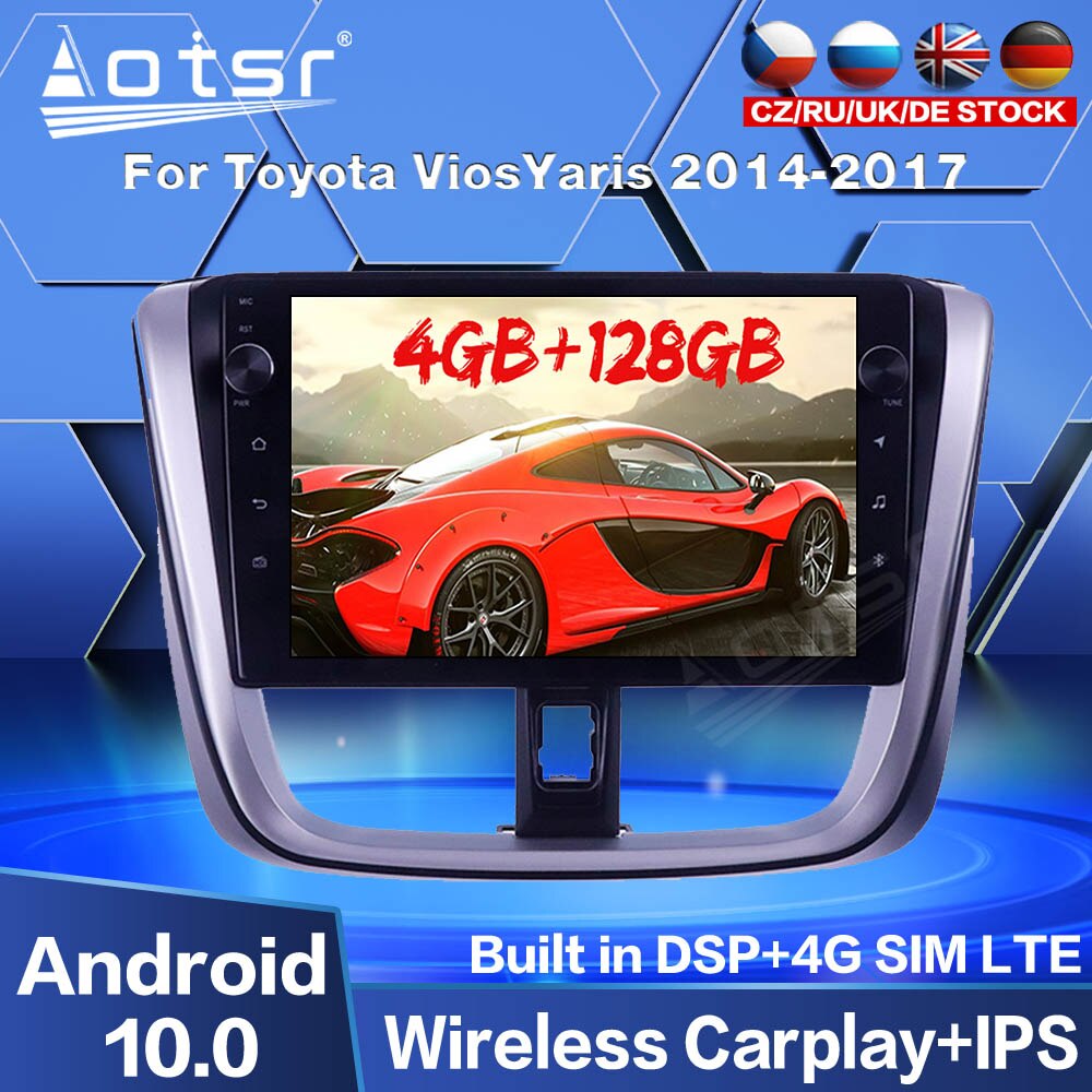 [PX6 Six-Core]For Toyota Vios Yaris 2014 2015 - 2017 Android Multimedia Car Radio GPS Navigation Audio Video DVD Player 128GB Screen Carplay-Aotsr official website