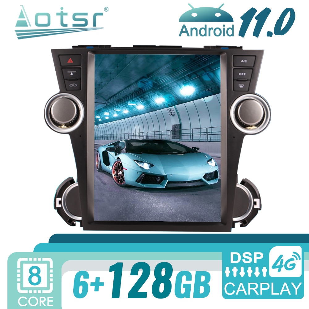 For Toyota Highlander 2009-2013 Android Tesla Car Radio GPS Navigation Multimedia Player Stereo Head Unit Screen