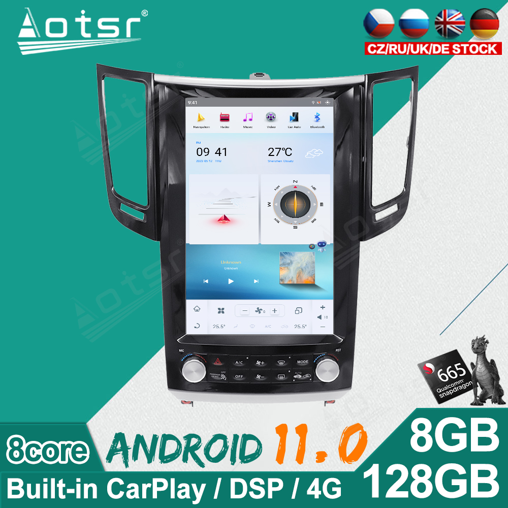 For Infiniti FX35 2009 2010 2011 2012 2013 Car Radio Multimedia Player GPS Navigation Android 128G Vertical Screen  Tesla Style Head Unit-Aotsr official website