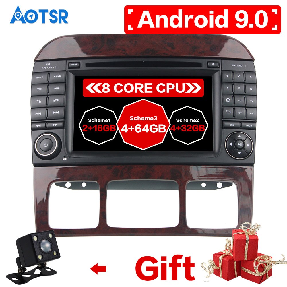 2 din Android 9.0 Multimedia player for BENZ S Class W220 S280 S320 S350 S400 S430 S500 Radio Head Unit play with Car DVD Player
