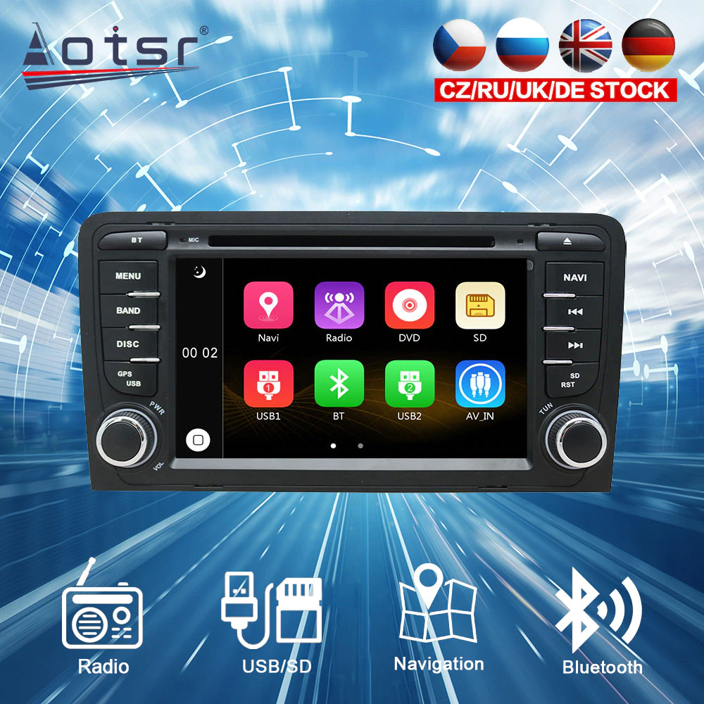 For Audi A3 S3 RS3 2002 - 2013 Wince 6.0 CD DVD Player Single DIN 7 Inch GPS Navigation Player BT in-Dash Radio CAR DVD GPS