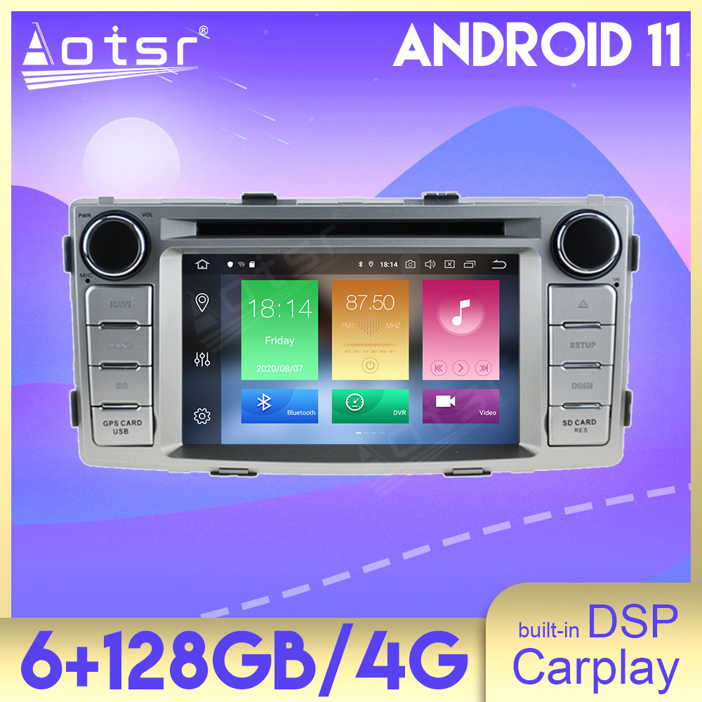 6+128GB Android Auto Stereo DSP Carplay For TOYOTA HILUX 2012 2013 2014 Multimedia Car Radio Player GPS Navigation Head Unit