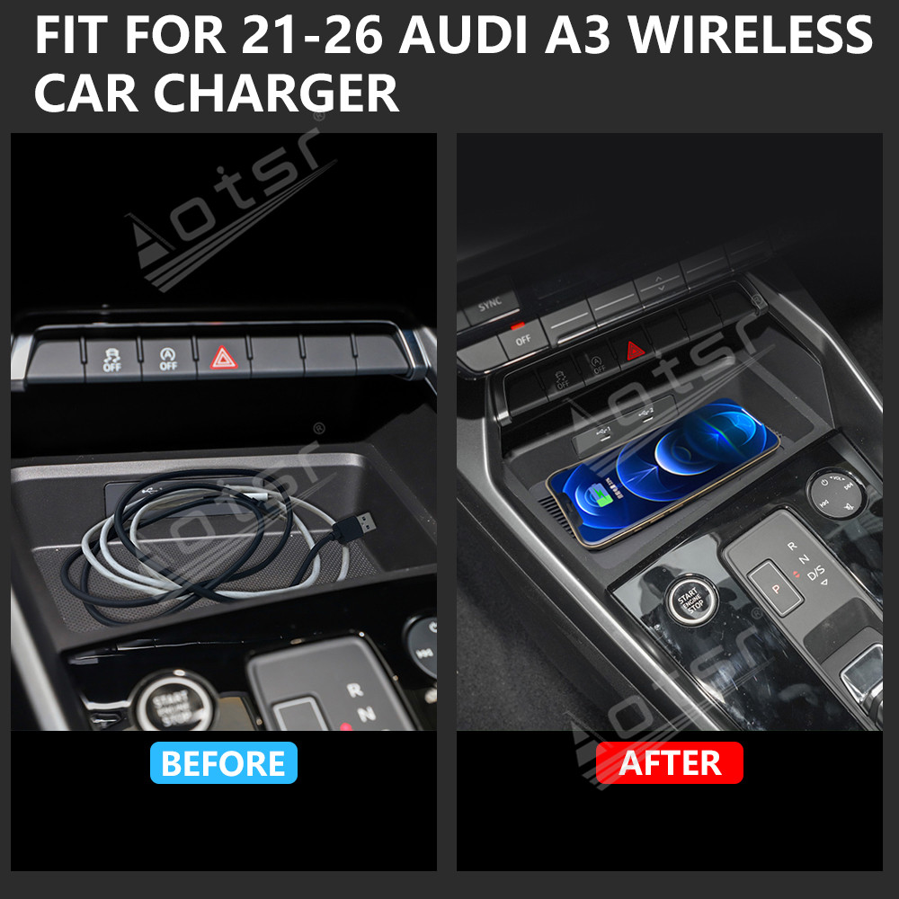 Wireless Car Charger For Audi A3 2021+ Intelligent Infrared Fast Phone Holder Temperature Control Hidden Design
