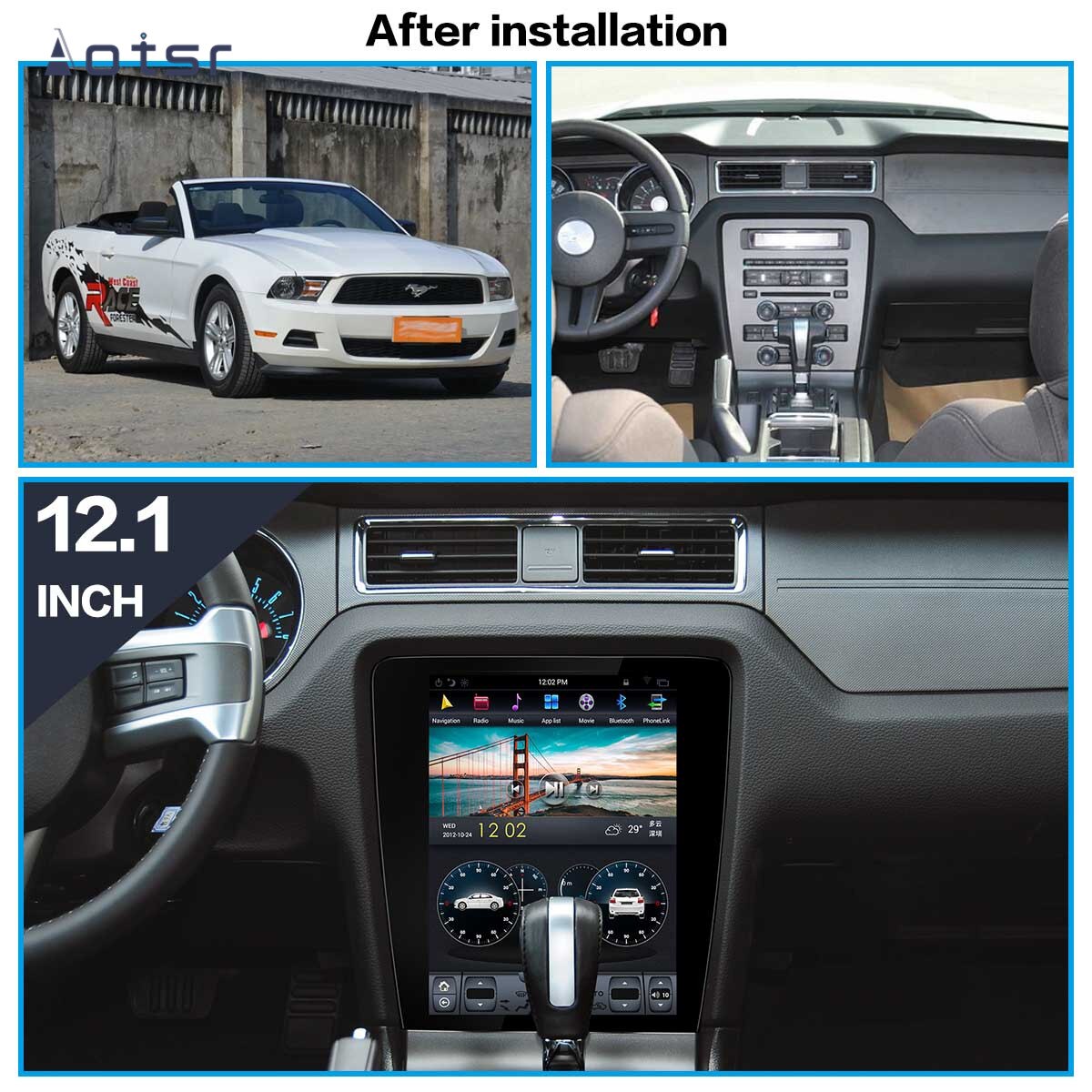 Android 9.0 Tesla style NO DVD multimedia player GPS navigation for Ford Mustang 2010-2014 Ccar Radio Coche player Auto headunit-Aotsr official website