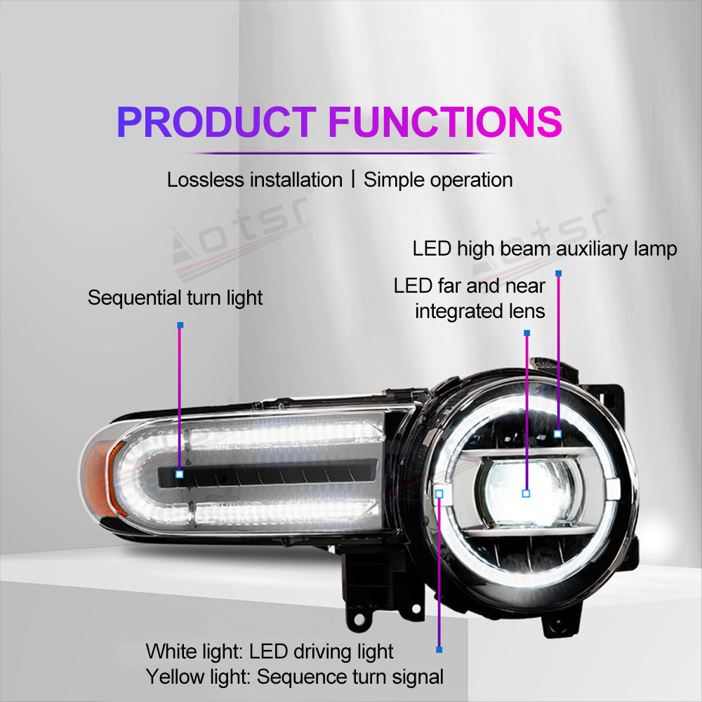 2PCs Car LED Light Headlight Assembly For Toyota FJ Cruiser 2007-2020