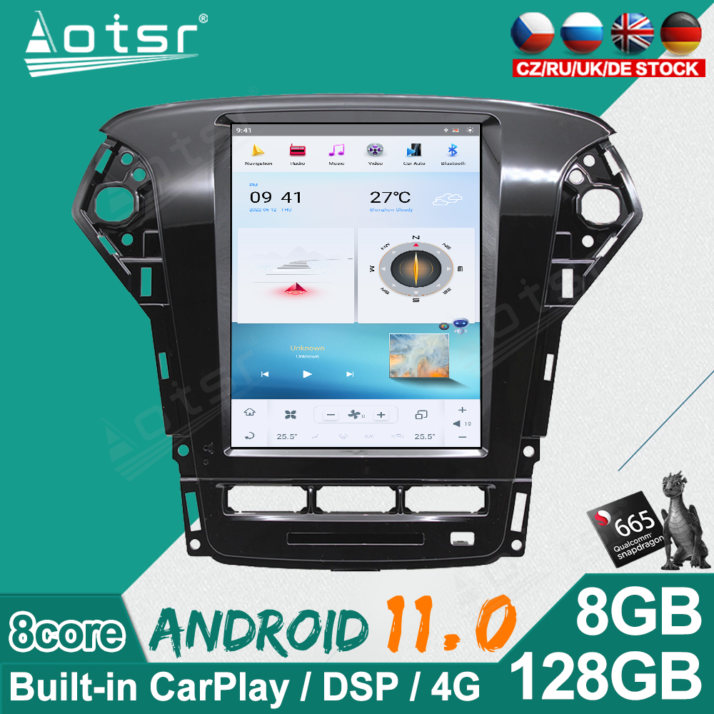 Android 11.0 system Car GPS multimedia stereo radio player For Ford Mondeo MK4 2011-2013 Navigation Player Tape Recorder Head Uinit