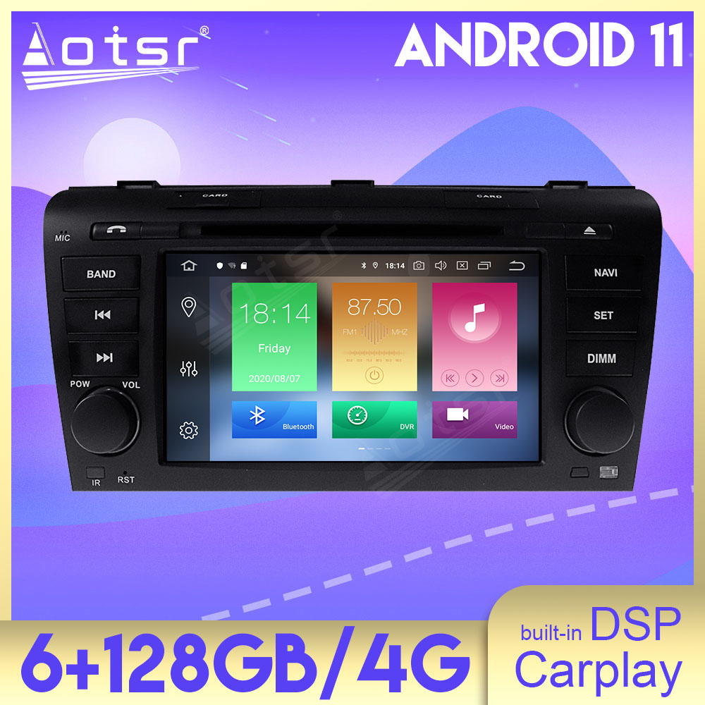 6+128GB Android 11 Auto Stereo DSP Carplay For Mazda 3 2003 2004 2005 2006 2007 2008 2009 Multimedia Car Radio Player GPS Navigation Head Unit
