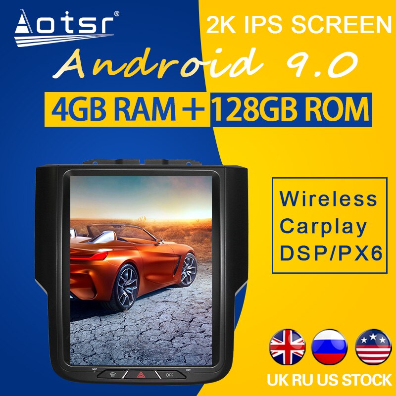 128GB ROM For Dodge RAM 1500 2014-2018 Android 9.0 Tesla Style PX6 Carplay Car GPS Navigation Multimedia Radio Player-Aotsr official website