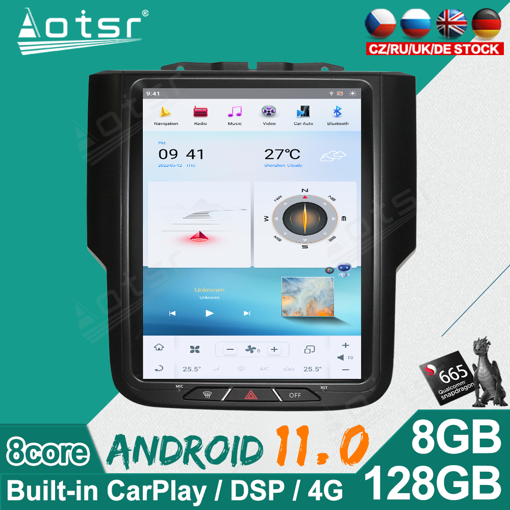128GB Tesla Screen Android 11.0 For Dodge RAM 1500 2014-2018 Multimedia Player Car Radio Video GPS Navigation Head Unit-Aotsr official website