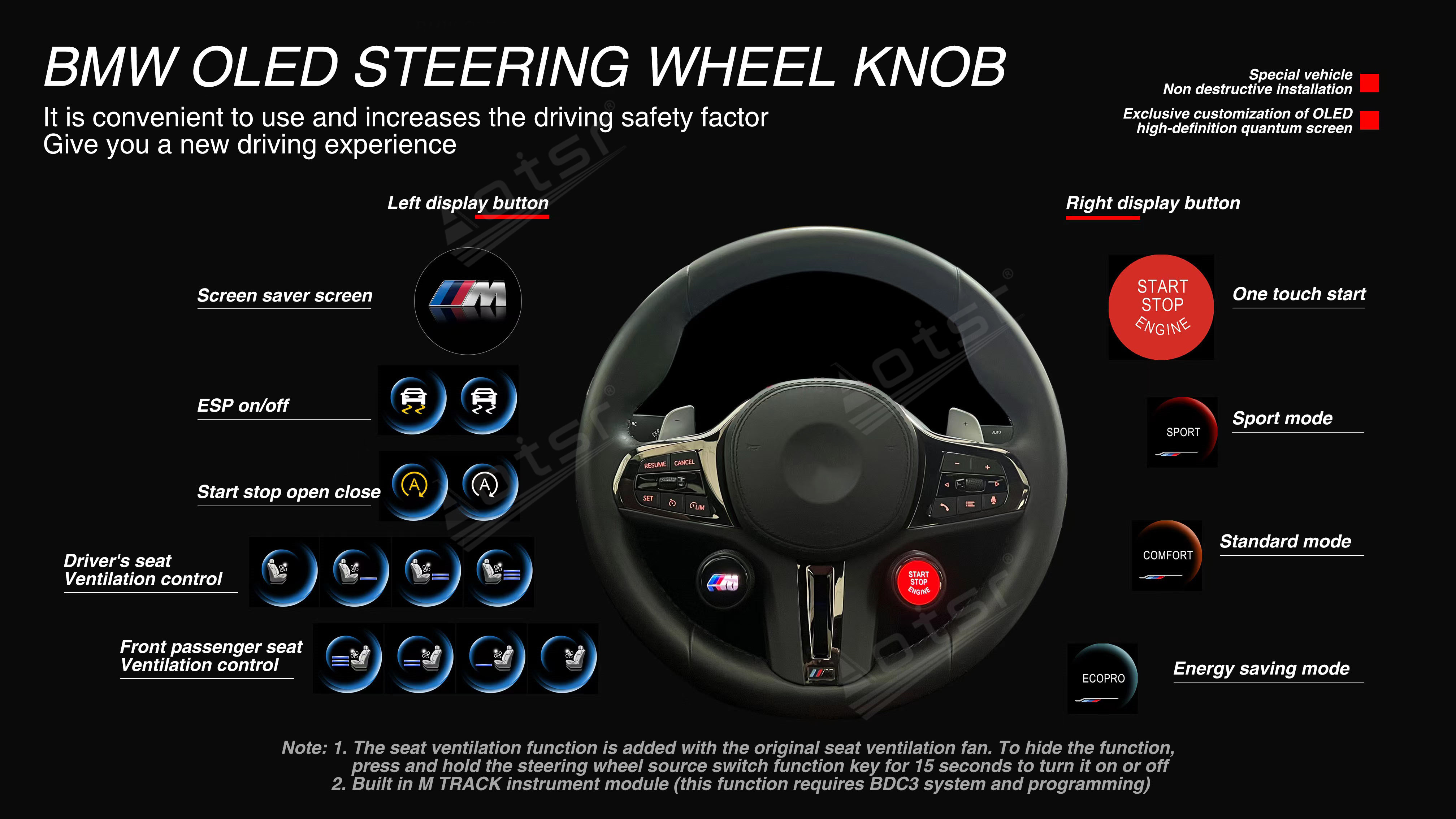 For BMW OLED Drive Unit Steering Wheel Knob Key Control Button ESP On Off Unit BDC3 G30 G31 G32 G38 G11 G12 G01 G02 G05 G06 G07