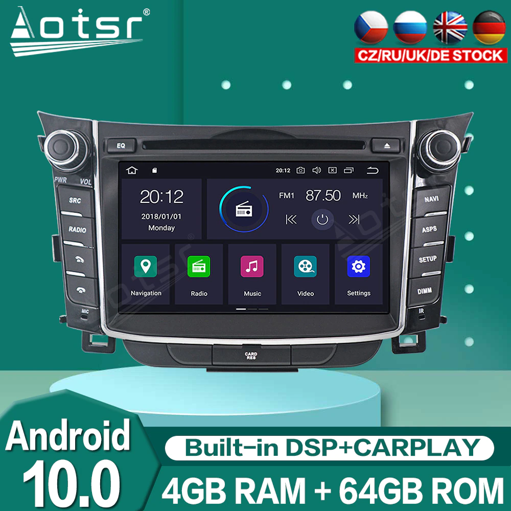 2DIN For Hyundai I30 Elantra GT 2010-2016 Android DVD CD Car Radio Multimedia Player Auto Stereo GPS Navigation Headunit carplay-Aotsr official website