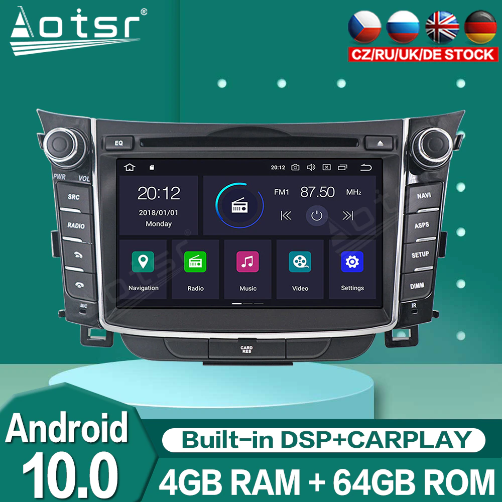 2DIN For Hyundai I30 Elantra GT 2010-2016 Android DVD CD Car Radio Multimedia Player Auto Stereo GPS Navigation Headunit carplay